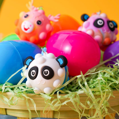 12 Pre-Filled Easter Eggs with Animal Pop Balls for Kids Easter Egg Hunt