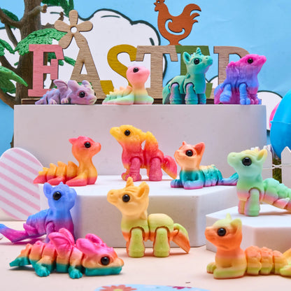 12 Prefilled Easter Eggs with 3D Articulated Fantasy Animal Toys, Party Favors for Kids