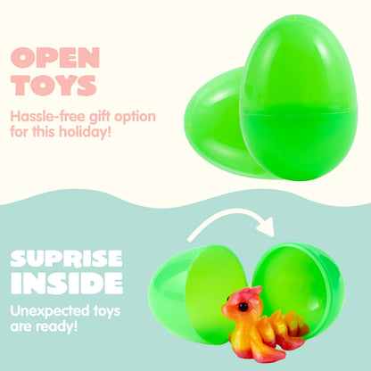 12 Prefilled Easter Eggs with 3D Articulated Fantasy Animal Toys, Party Favors for Kids