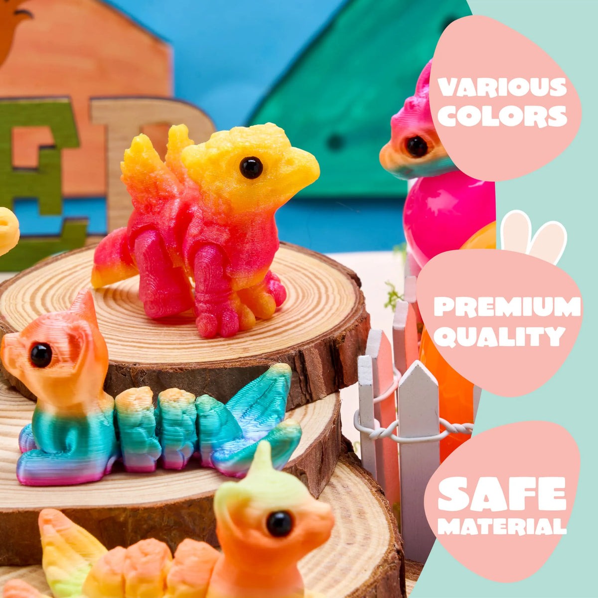 12 Prefilled Easter Eggs with 3D Articulated Fantasy Animal Toys, Party Favors for Kids