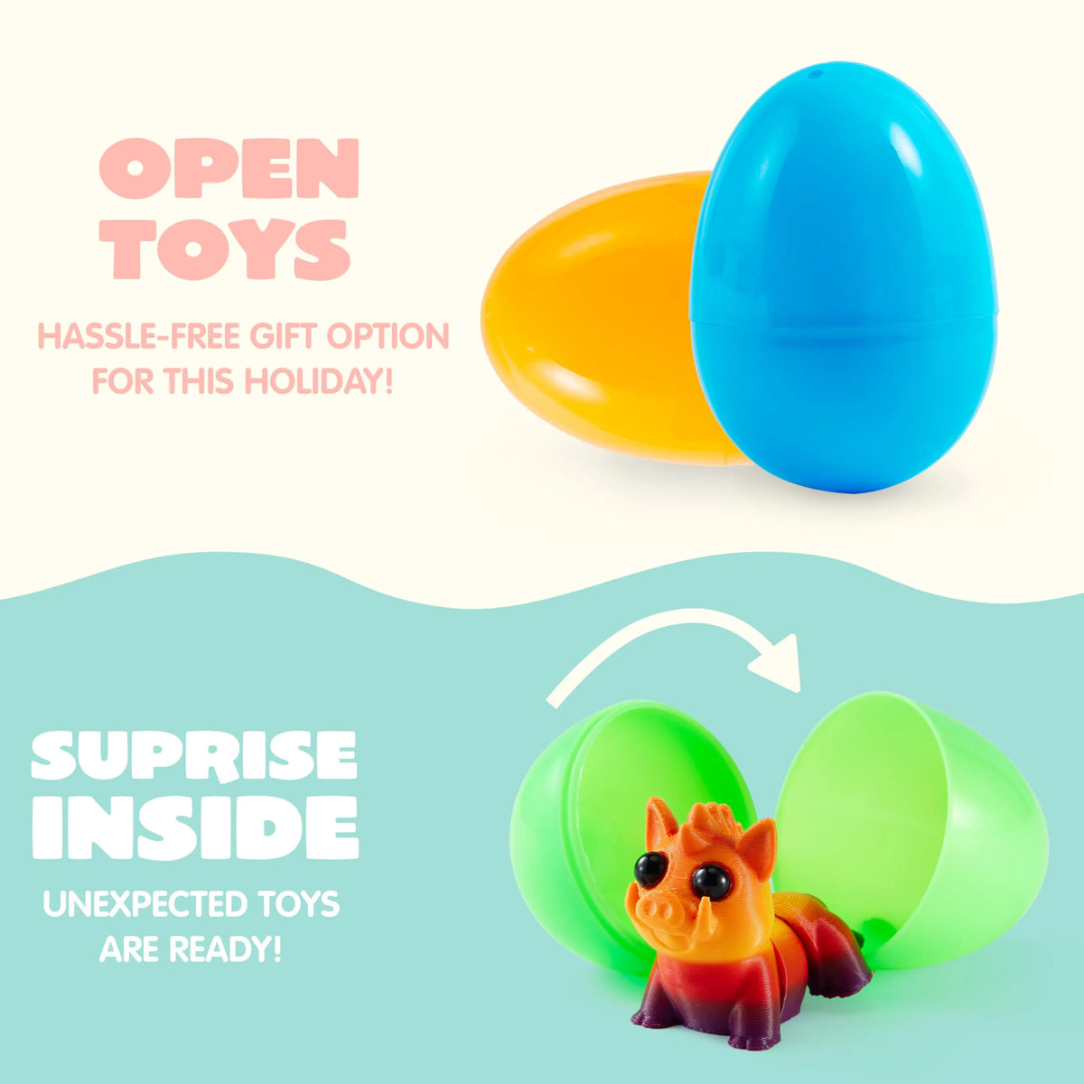 12 Prefilled Easter Eggs with 3D Articulated Wild Animals for Party Favors & Classroom Prizes