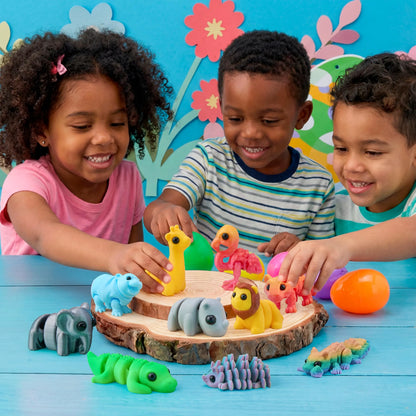 12 Prefilled Easter Eggs with 3D Articulated Wild Animals for Party Favors & Classroom Prizes