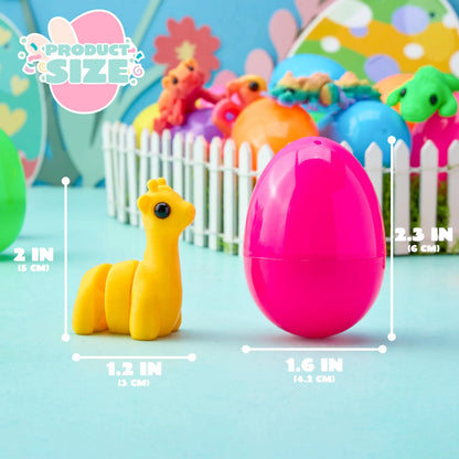 12 Prefilled Easter Eggs with 3D Articulated Wild Animals for Party Favors & Classroom Prizes