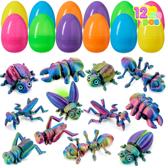 12 Prefilled Easter Eggs with 3D Printed Insect Toys