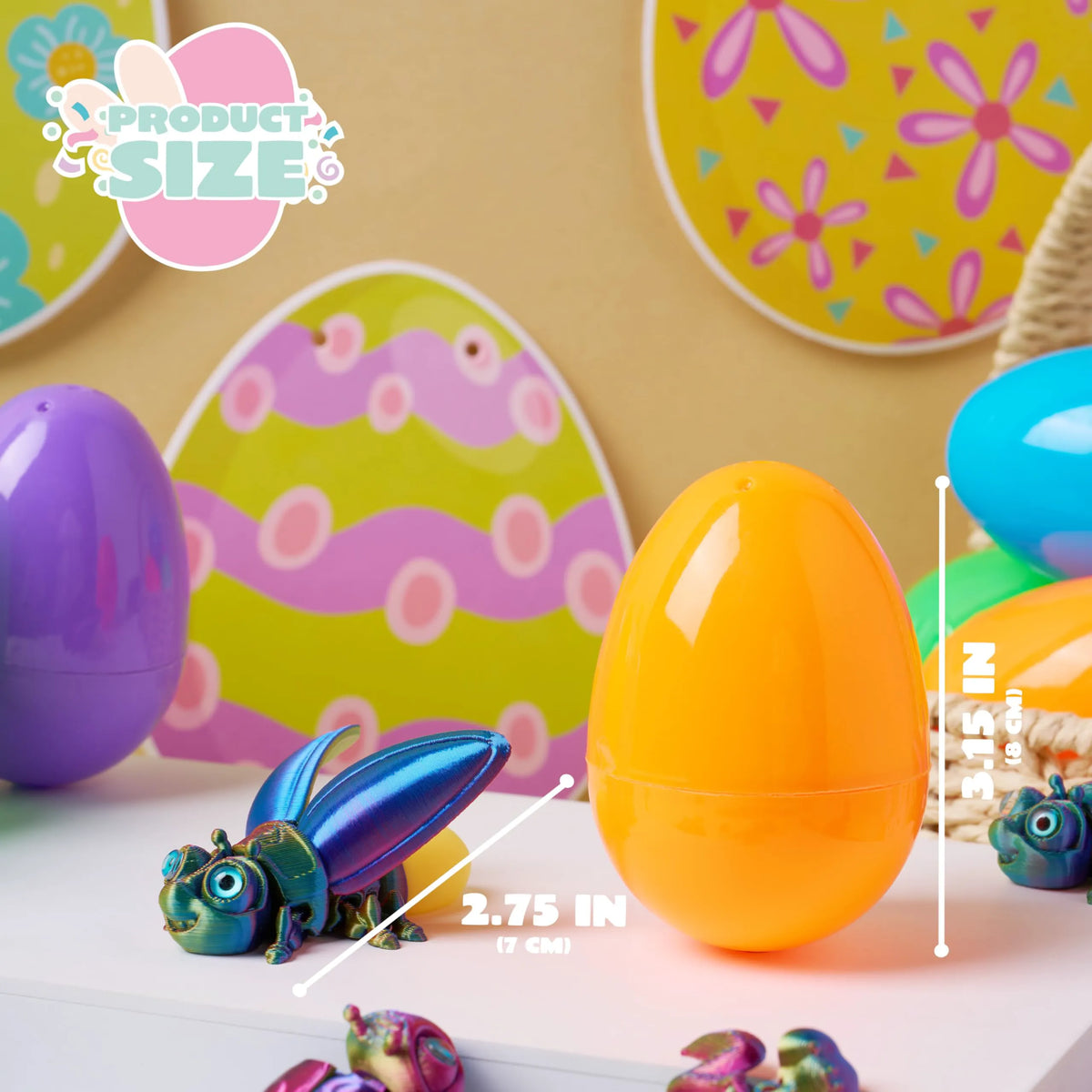 12 Prefilled Easter Eggs with 3D Printed Insect Toys