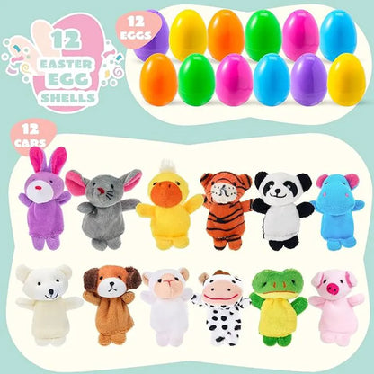 12 Prefilled Easter Eggs with Finger Puppets for Toddlers & Party