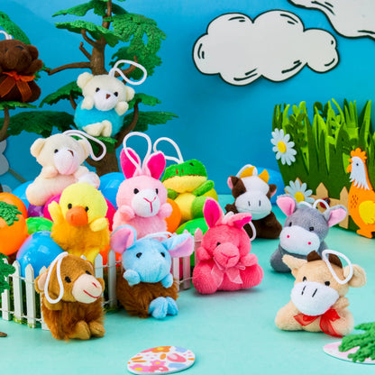 12 Prefilled Easter Eggs with Plush Toys for Egg Hunt, Party Favors & Classroom Prizes