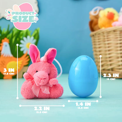 12 Prefilled Easter Eggs with Plush Toys for Egg Hunt, Party Favors & Classroom Prizes