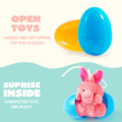 12 Prefilled Easter Eggs with Plush Toys for Egg Hunt, Party Favors & Classroom Prizes