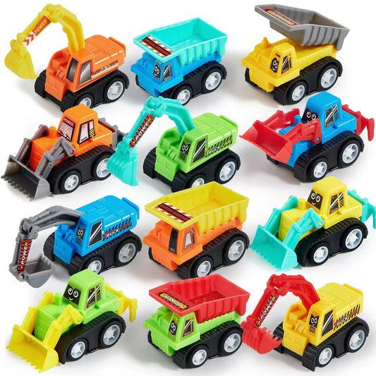 12-Pack Mini Construction Vehicle Set for Toddlers
