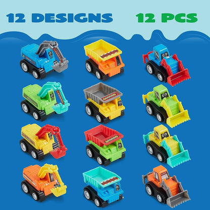 12-Pack Mini Construction Vehicle Set for Toddlers