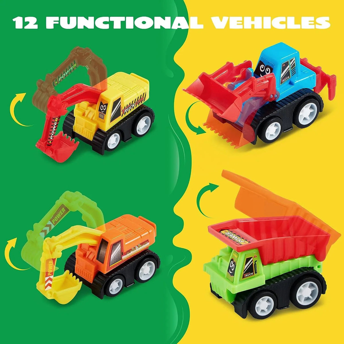 12-Pack Mini Construction Vehicle Set for Toddlers