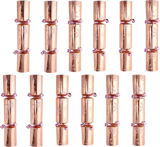 12-Piece Rose Gold Pattern Christmas Cracker Set