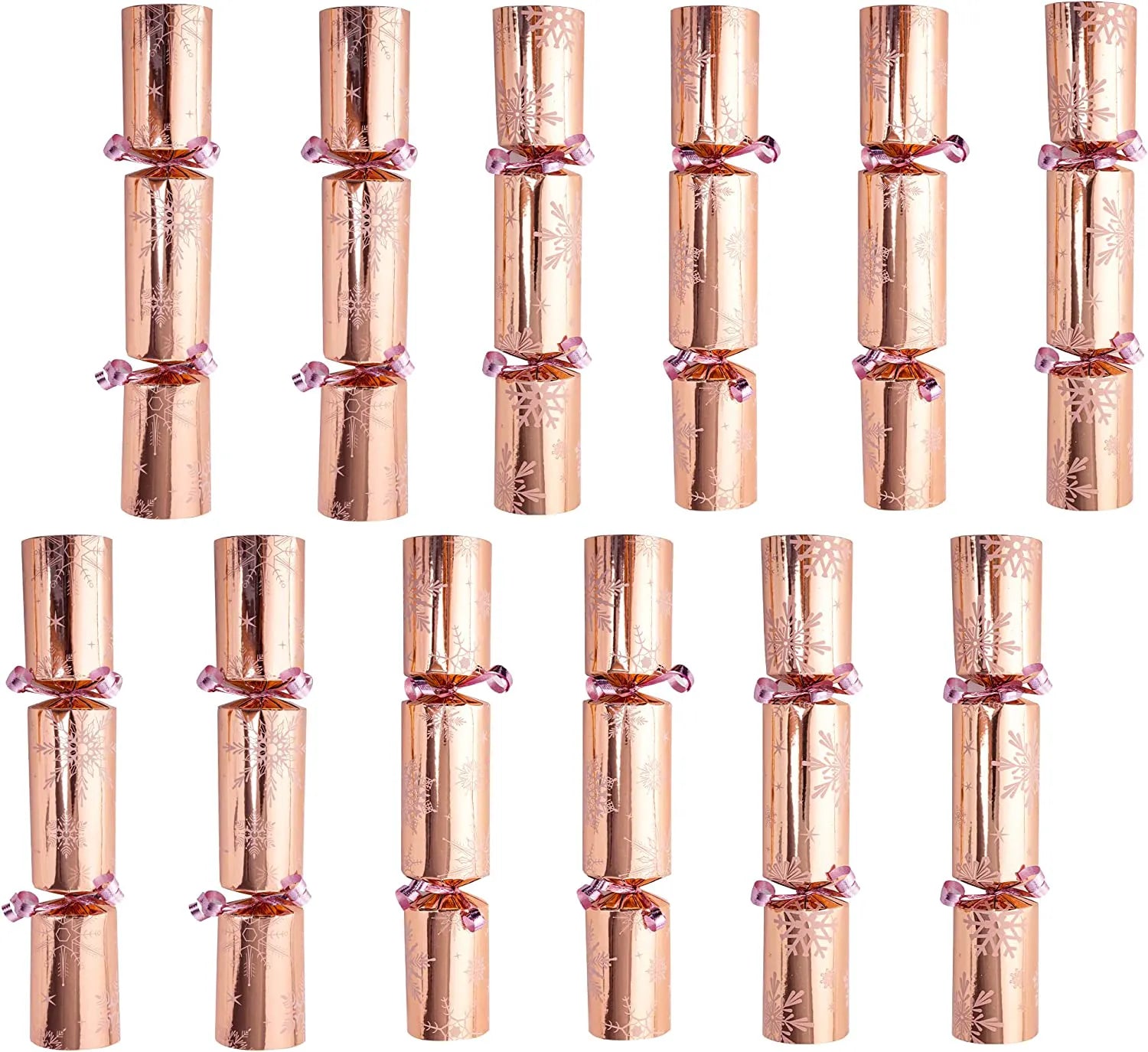12-Piece Rose Gold Pattern Christmas Cracker Set