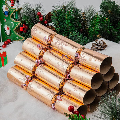 12-Piece Rose Gold Pattern Christmas Cracker Set