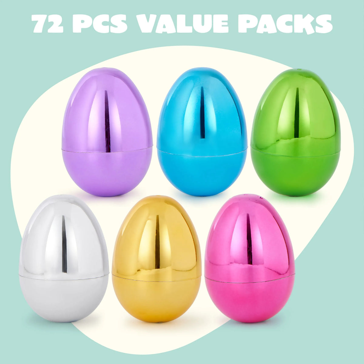 12 Shiny Metallic Fillable Easter Eggs