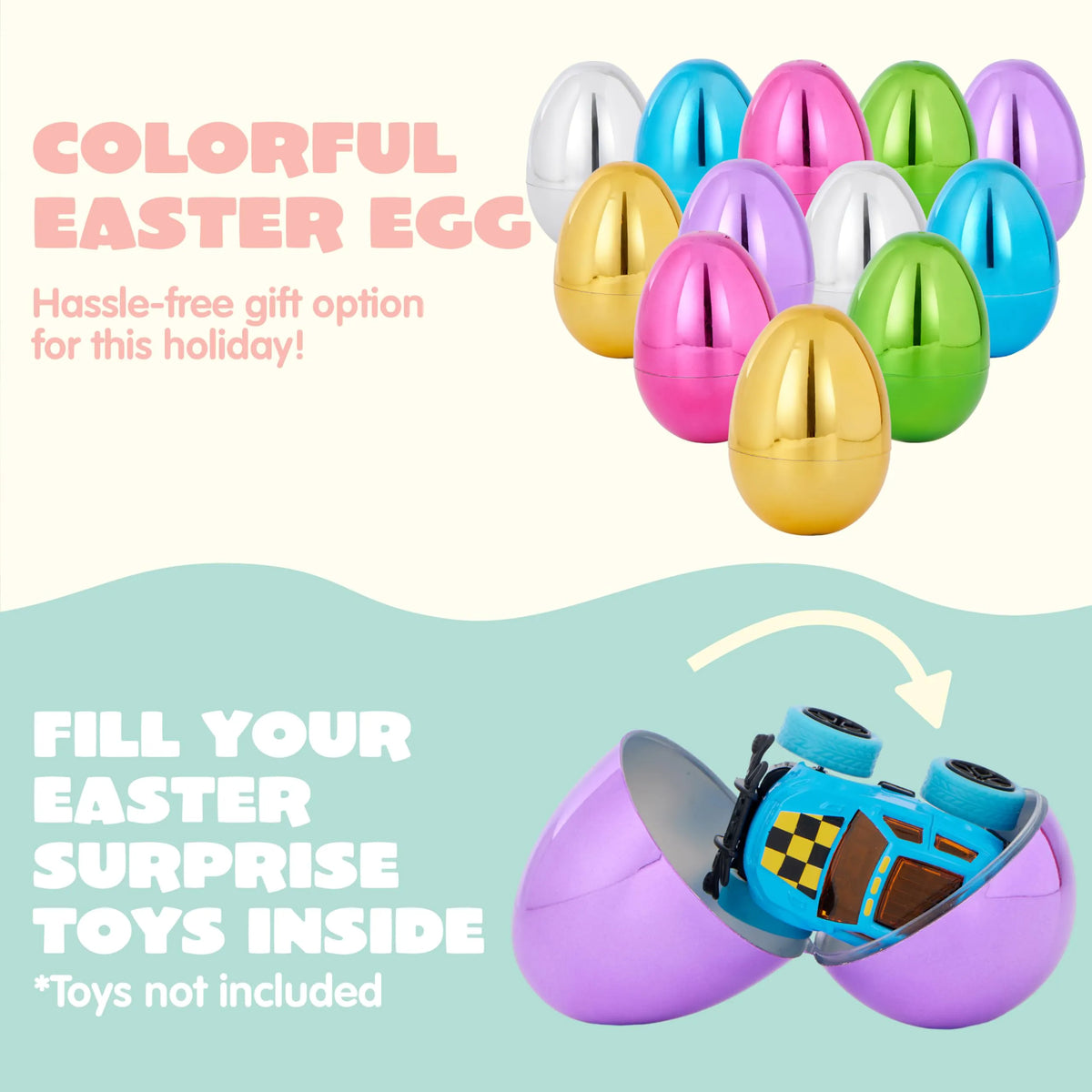 12 Shiny Metallic Fillable Easter Eggs