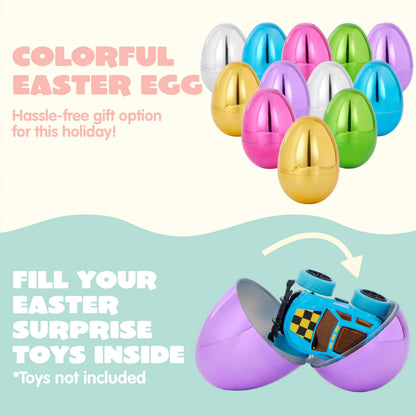 12 Shiny Metallic Fillable Easter Eggs