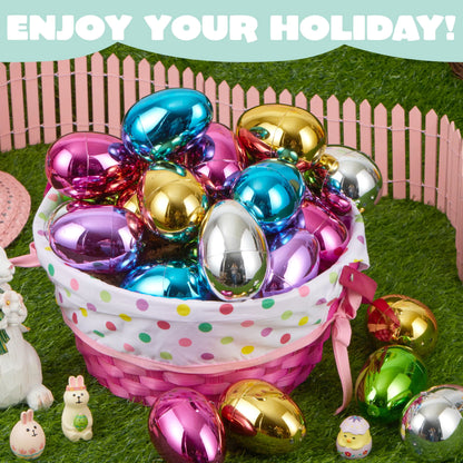 12 Shiny Metallic Fillable Easter Eggs