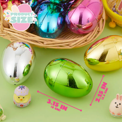 12 Shiny Metallic Fillable Easter Eggs