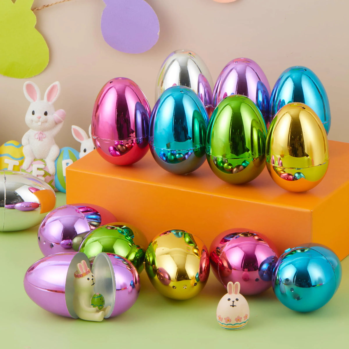 12 Shiny Metallic Fillable Easter Eggs