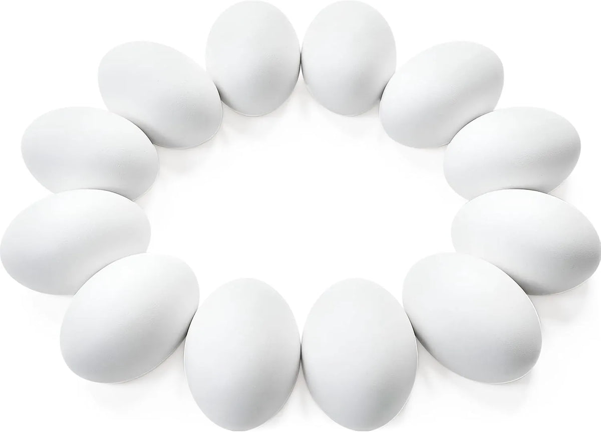 12 Unpainted White Wooden Easter Eggs for DIY Crafts and Party Favors