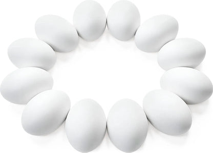 12 Unpainted White Wooden Easter Eggs for DIY Crafts and Party Favors