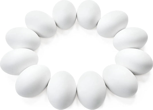 12 Unpainted White Wooden Easter Eggs for DIY Crafts and Party Favors