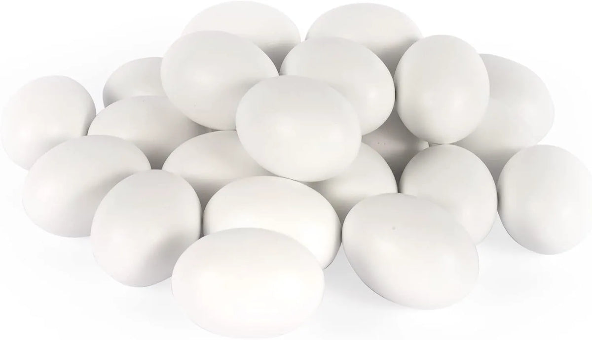 12 Unpainted White Wooden Easter Eggs for DIY Crafts and Party Favors