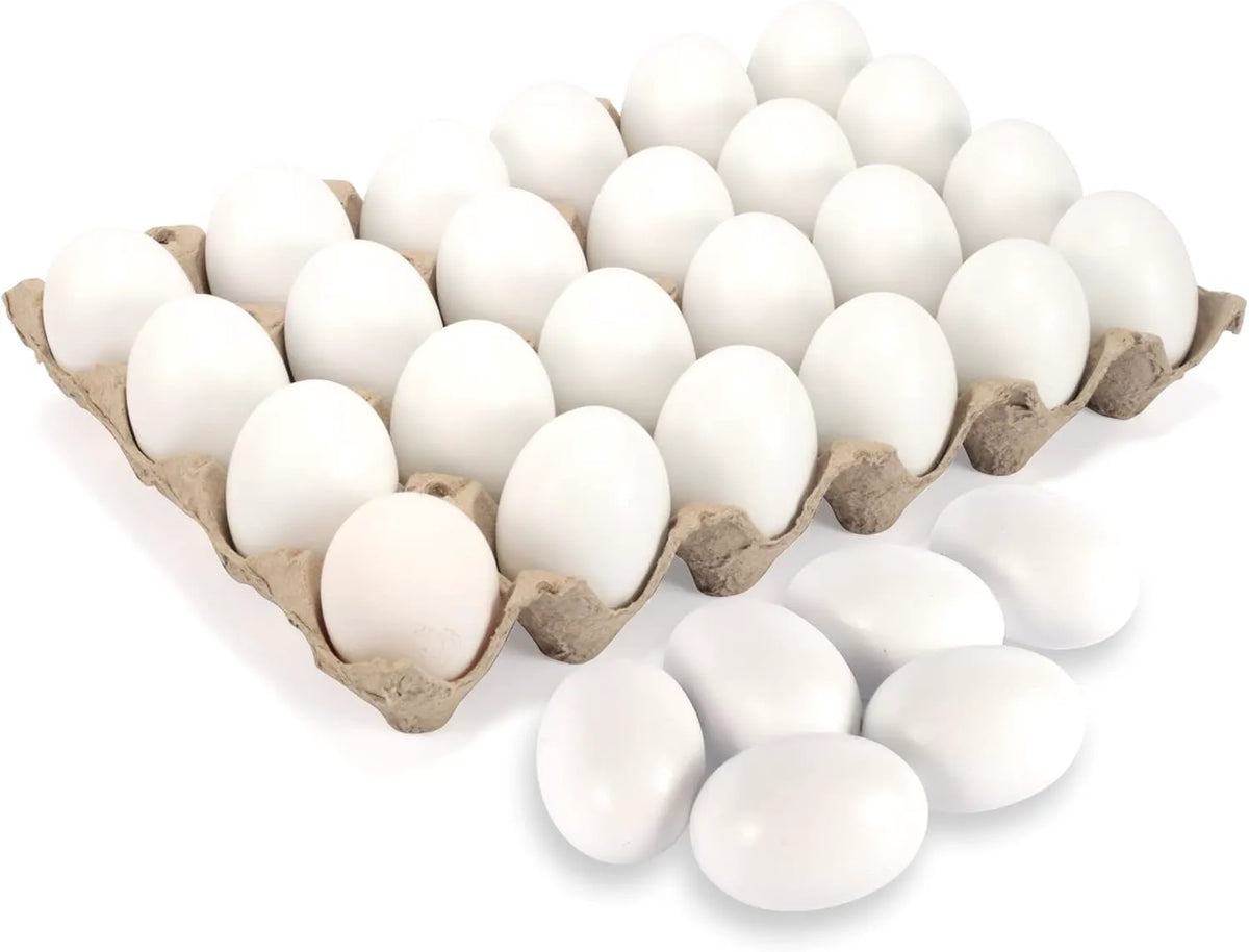 12 Unpainted White Wooden Easter Eggs for DIY Crafts and Party Favors