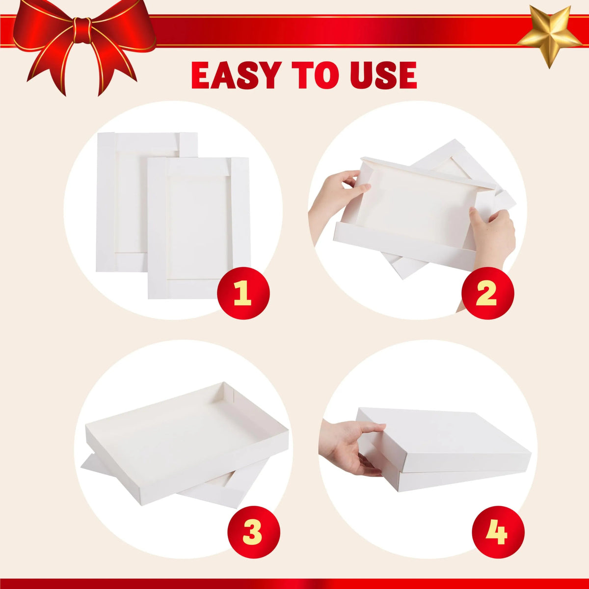 12 White Cardboard Christmas Gift Boxes with 6 Medium Shirt Boxes