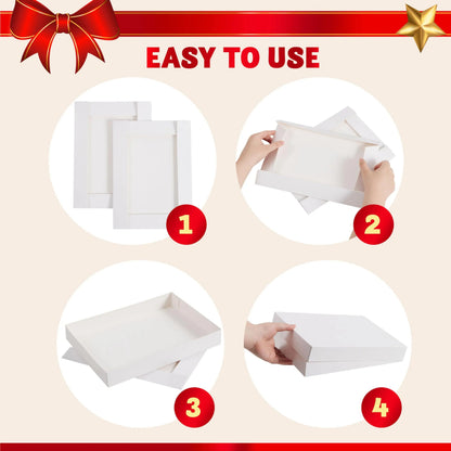 12 White Cardboard Christmas Gift Boxes with 6 Medium Shirt Boxes