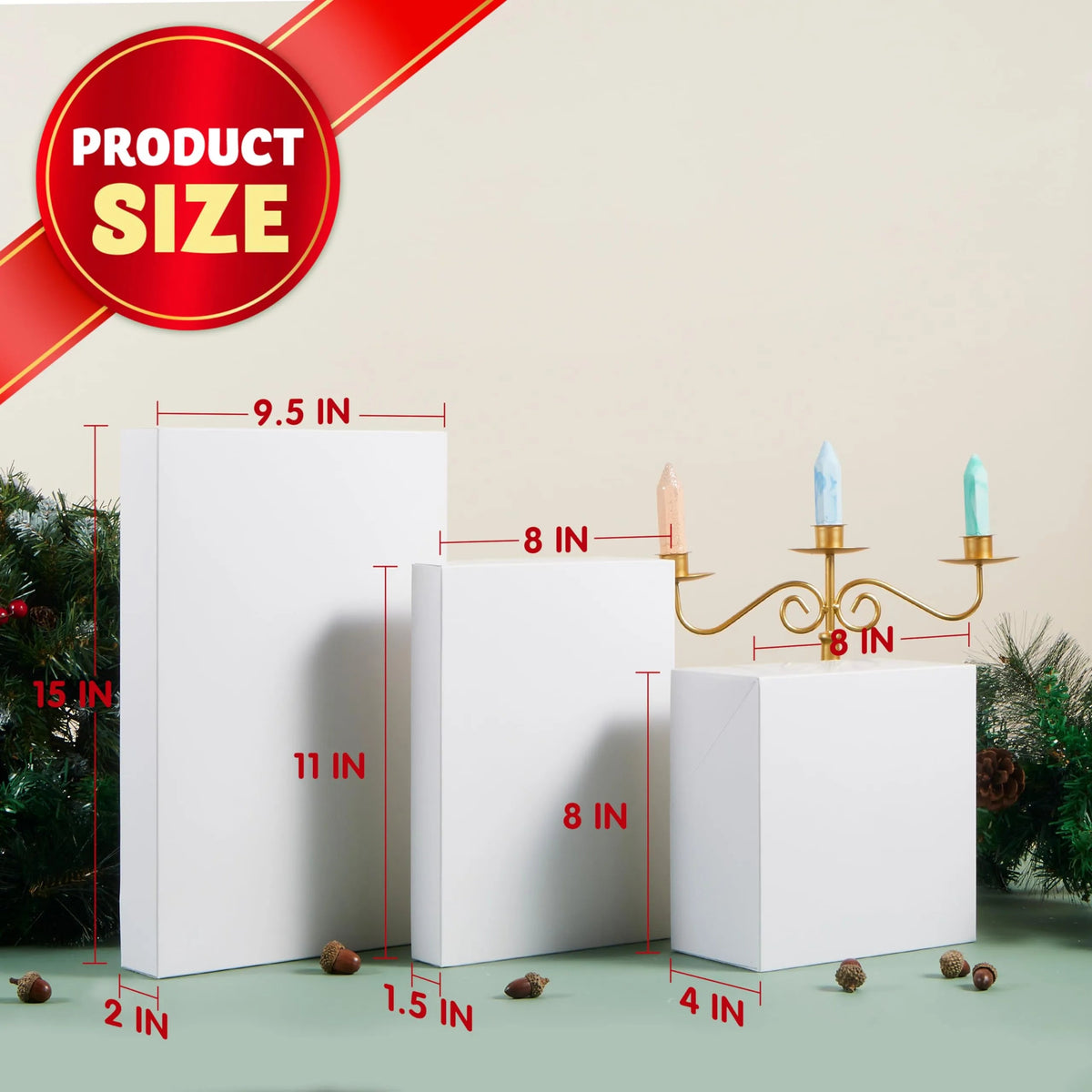 12 White Cardboard Christmas Gift Boxes with 6 Medium Shirt Boxes