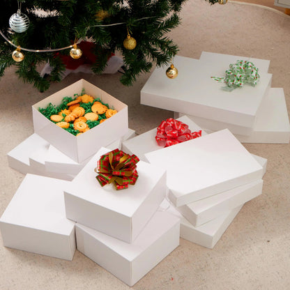 12 White Cardboard Christmas Gift Boxes with 6 Medium Shirt Boxes