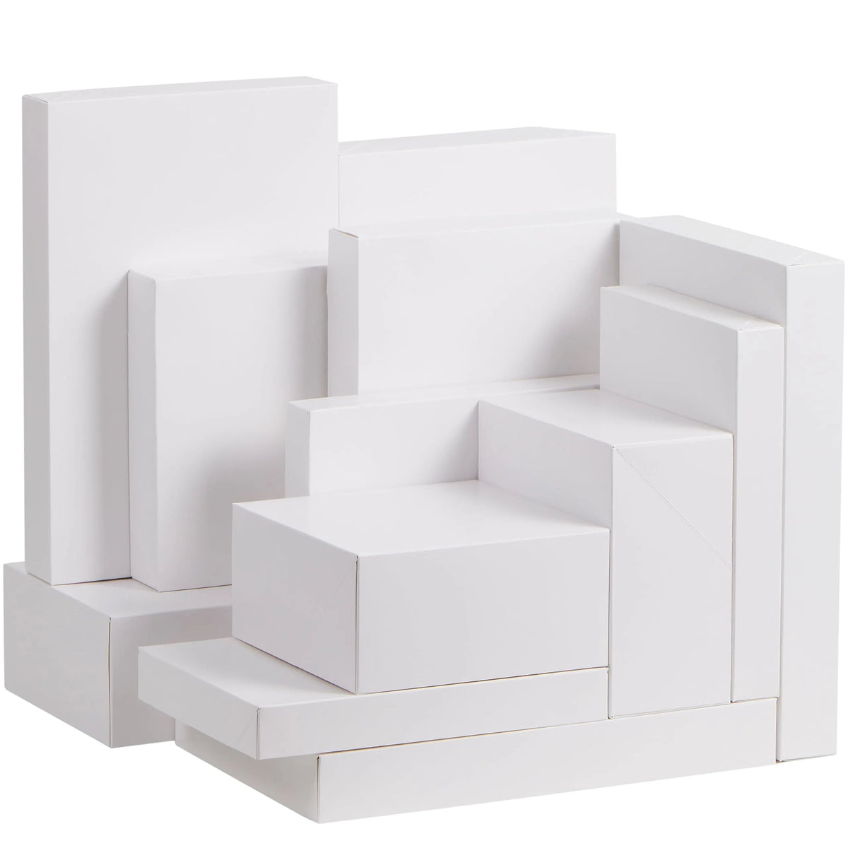 12 White Cardboard Christmas Gift Boxes with 6 Medium Shirt Boxes