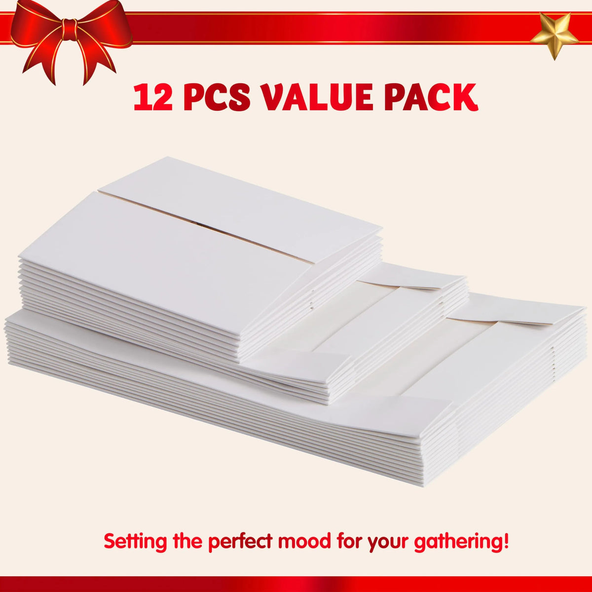 12 White Cardboard Christmas Gift Boxes with 6 Medium Shirt Boxes