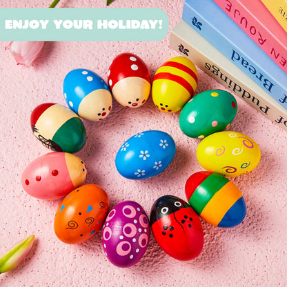 12 Wooden Egg Shakers Maracas for Party & Classroom