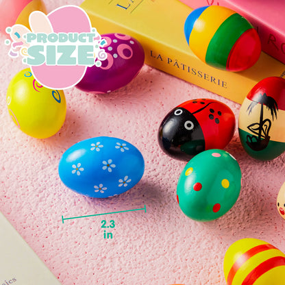 12 Wooden Egg Shakers Maracas for Party & Classroom