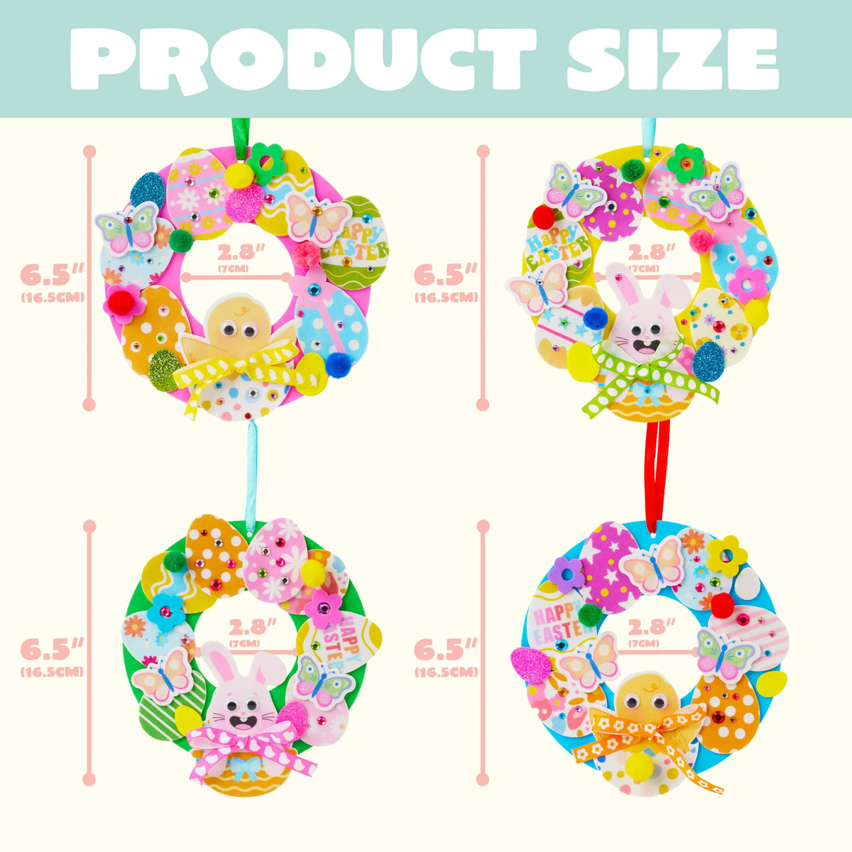 12 Sets Easter Wreath DIY Foam Craft Kit for Kids Party Activities