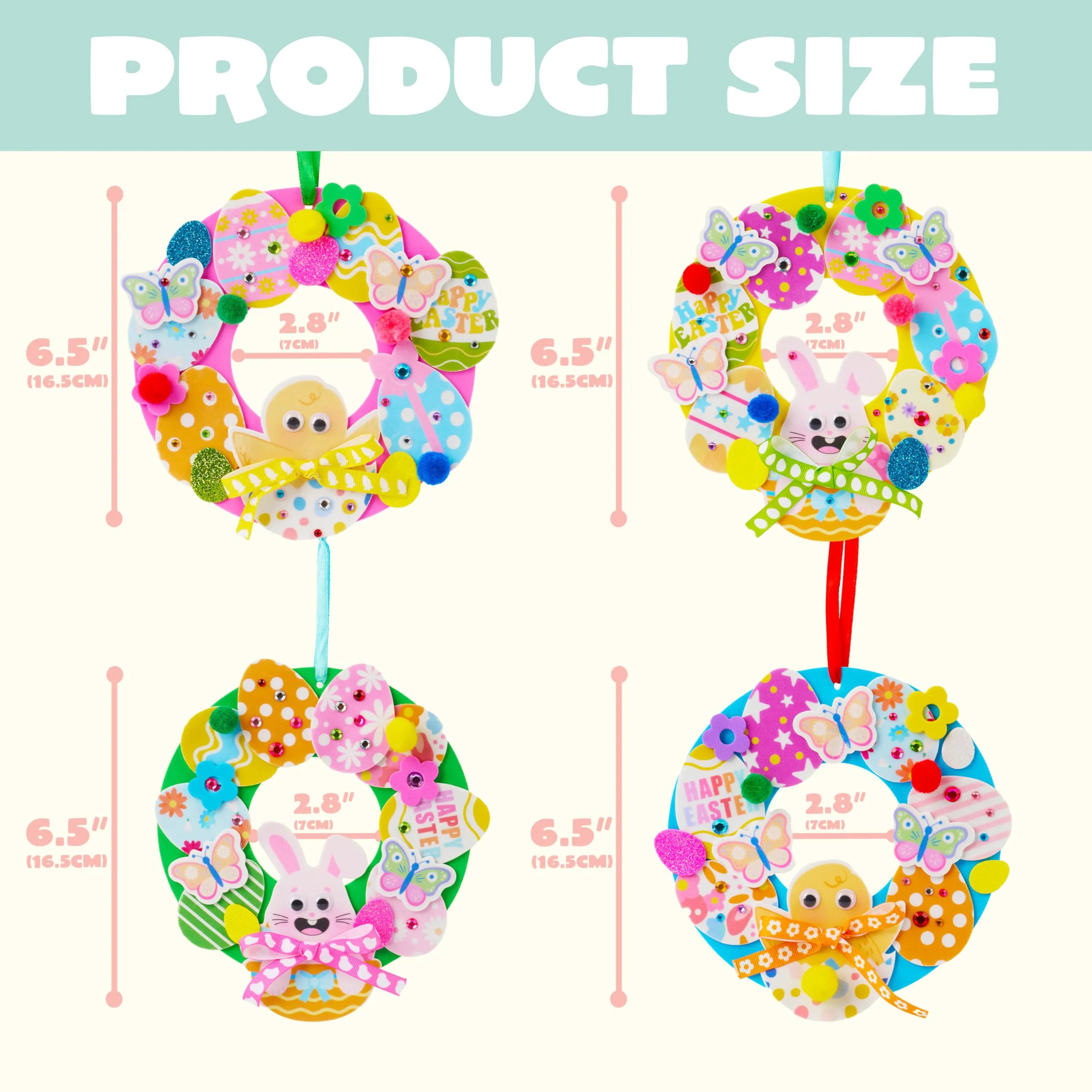 12 Sets Easter Wreath DIY Foam Craft Kit for Kids Party Activities