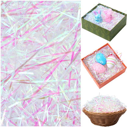 12oz (340g) Easter Iridescent Plastic Grass - Sparkly Shredded Paper for Easter Egg Hunt