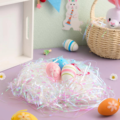 12oz (340g) Easter Iridescent Plastic Grass - Sparkly Shredded Paper for Easter Egg Hunt