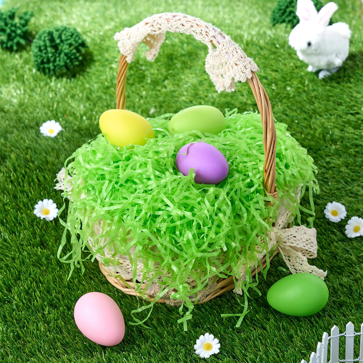 12oz (340g) Easter Light Green Plastic Fake Grass for Egg Hunt