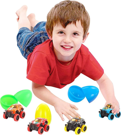 12-Pack 3.8-Inch Monster Pullback Cars in Prefilled Easter Eggs