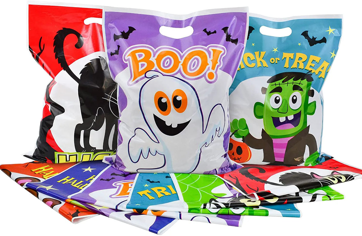 72 Pcs Halloween Plastic Goodie Bags, 6 Characters