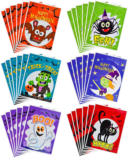 72 Pcs Halloween Plastic Goodie Bags, 6 Characters