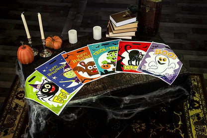 72 Pcs Halloween Plastic Goodie Bags, 6 Characters