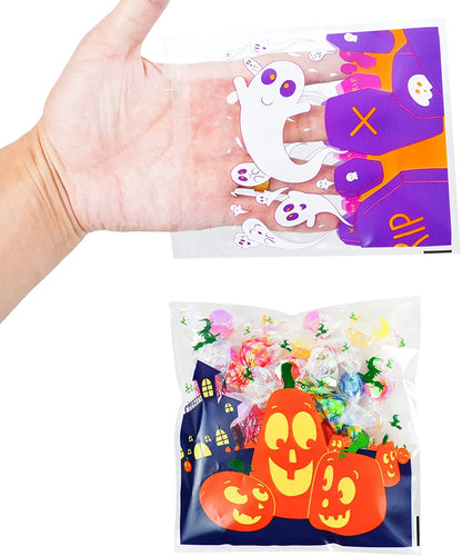 Halloween Clear Self-Adhesive Candy Bags (150-Pack)