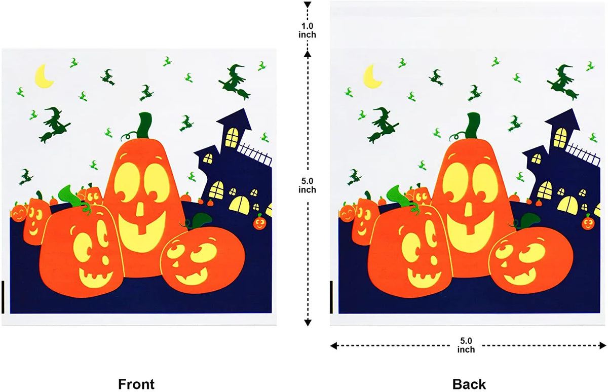 Halloween Clear Self-Adhesive Candy Bags (150-Pack)