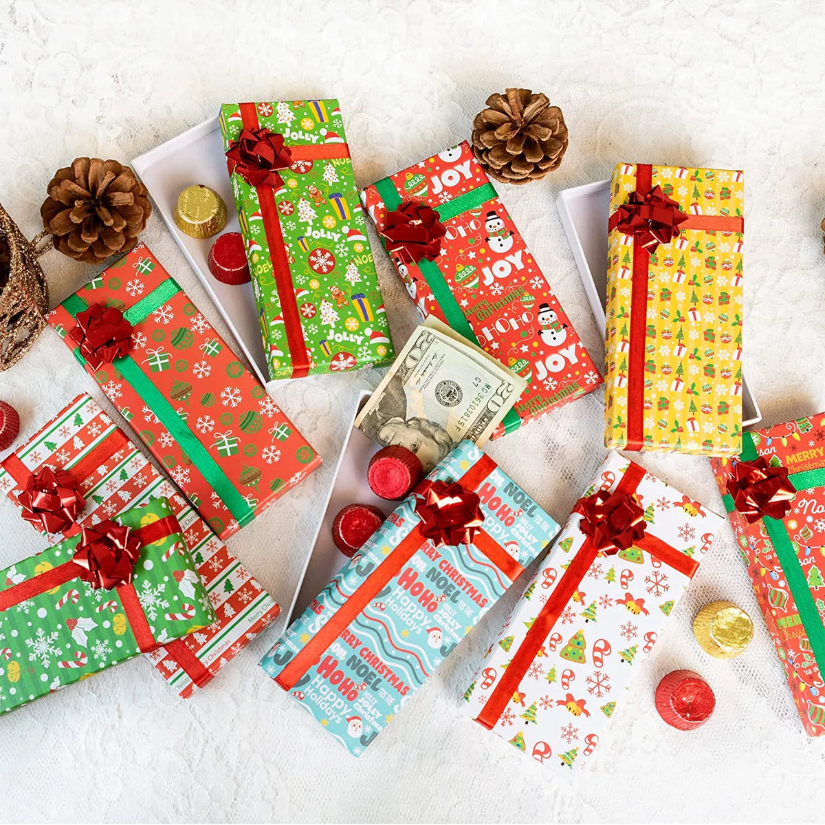 Rectangular Christmas Gift Box, Set of 9